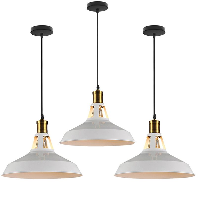 HOME NEAT - 3 Unidades lámpara colgante industrial vintage 27cm e27- Blanco