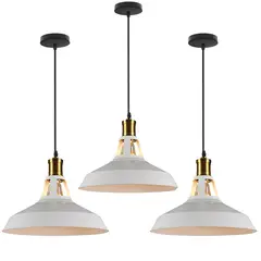 HOME NEAT - 3 Unidades lámpara colgante industrial vintage 27cm e27- Blanco