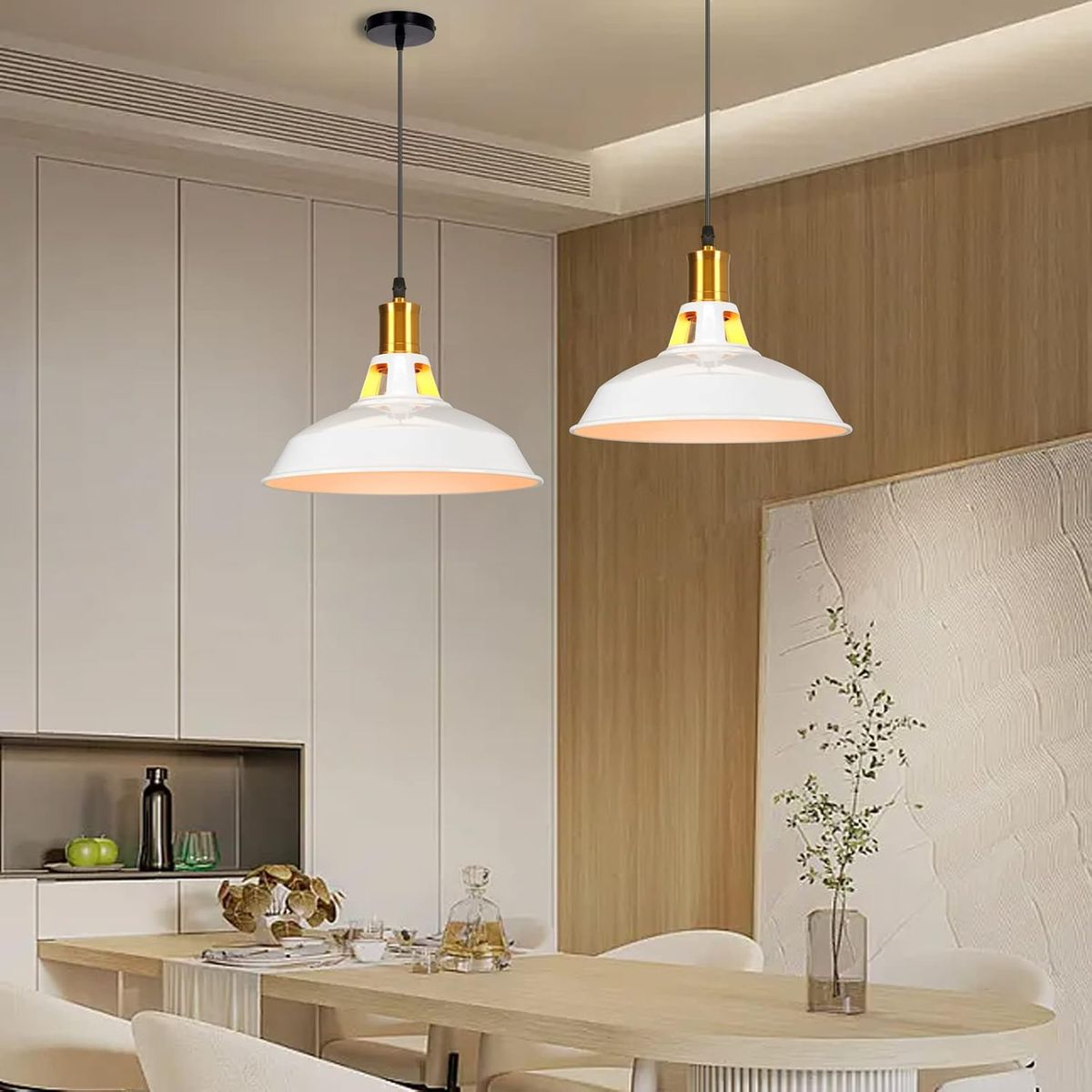 HOME NEAT - 3 Unidades lámpara colgante industrial vintage 27cm e27- Blanco