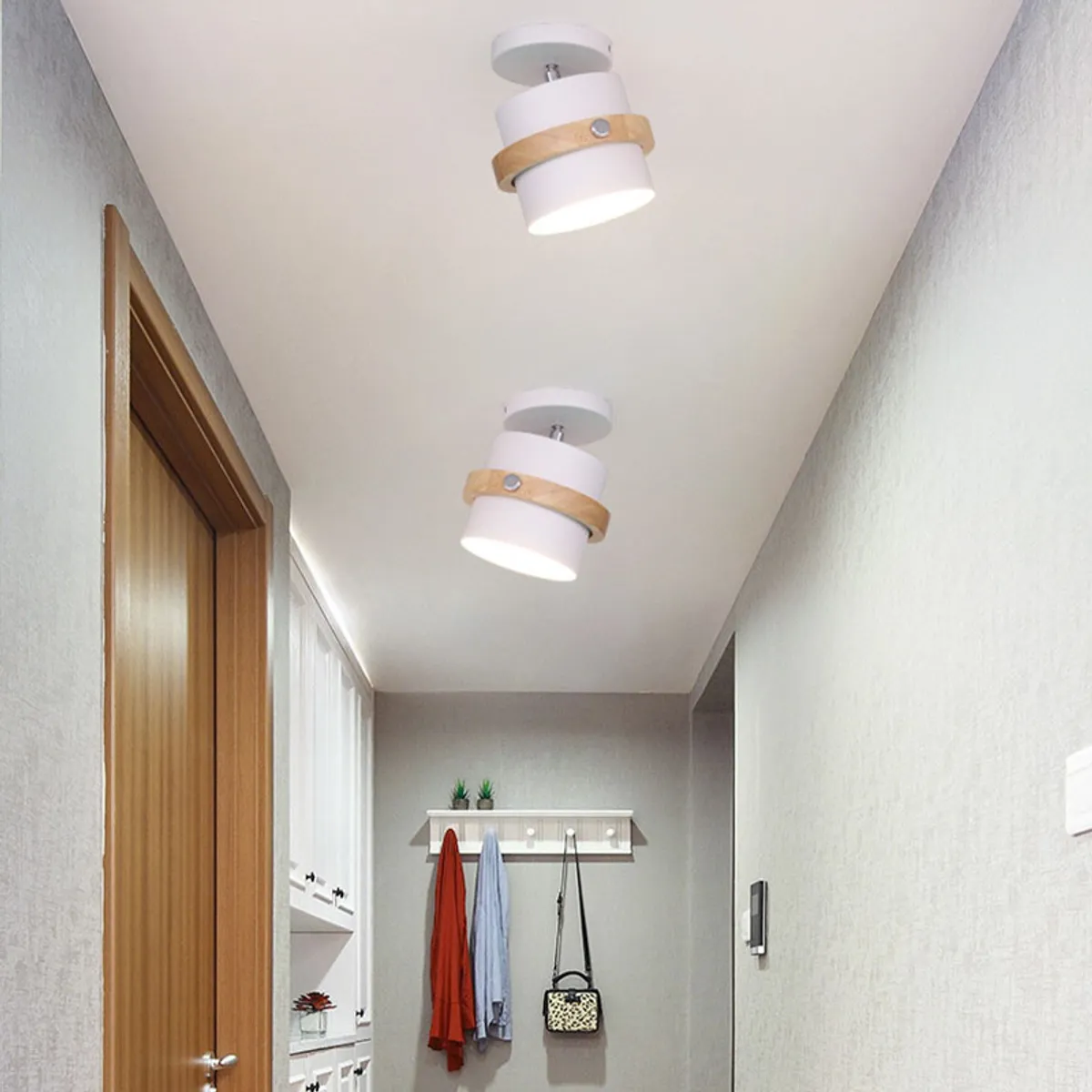 HOME NEAT - Lámpara de techo madera ø15cm nórdica blanco E27