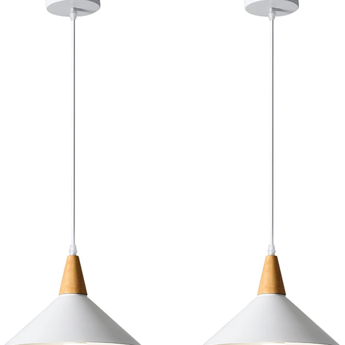 HOME NEAT - 2 Unidades Lámpara colgante metal madera nórdica - Blanco