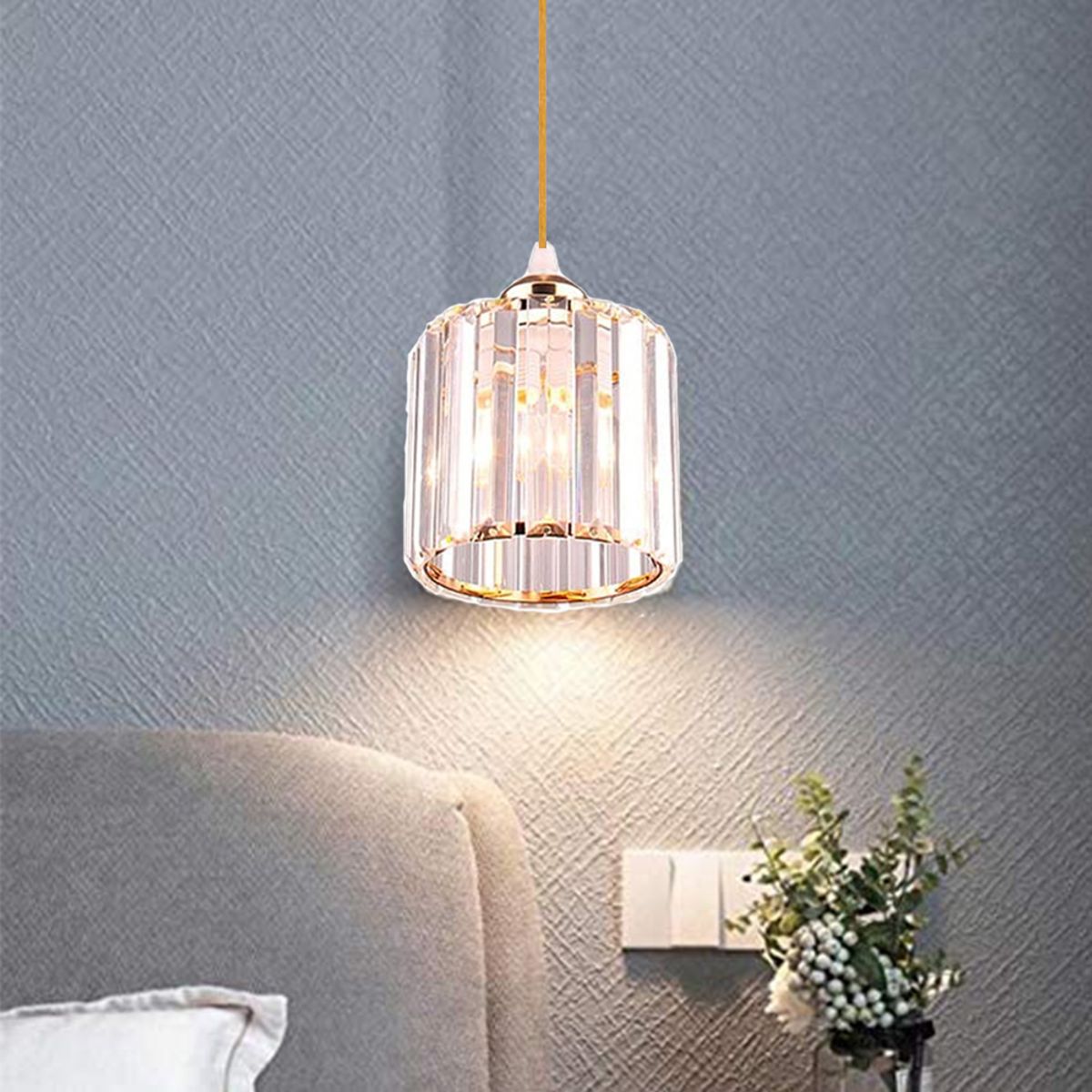 HOME NEAT - Lámpara de colgante nordic modern cristal redonda color oro