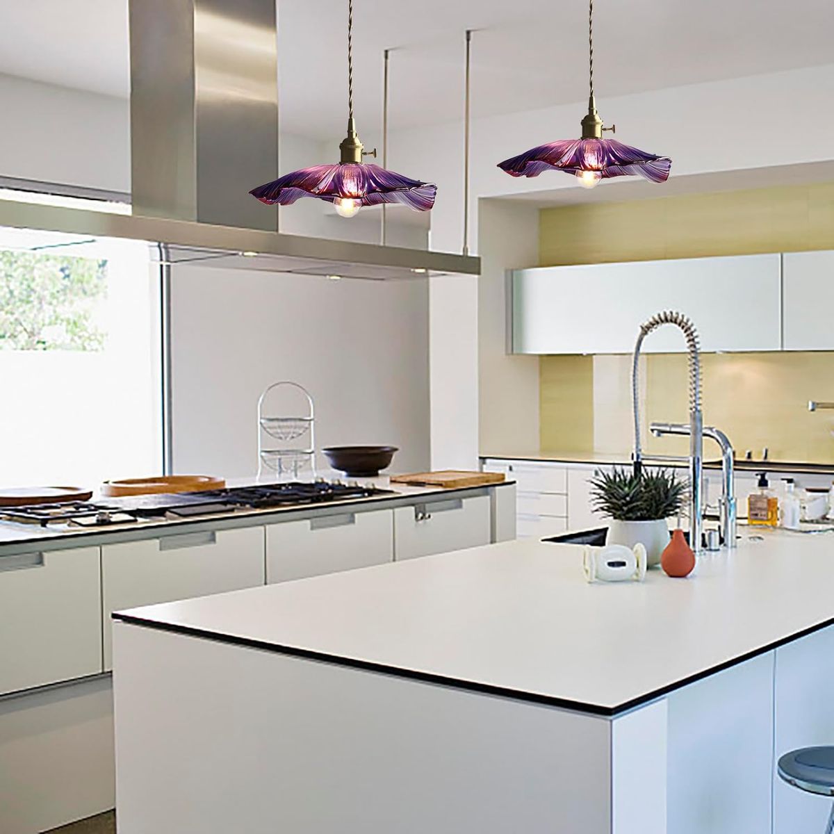 HOME NEAT - Lámpara Colgante de Techo Vidiro Lotus Leaf ø30cm - Púrpura