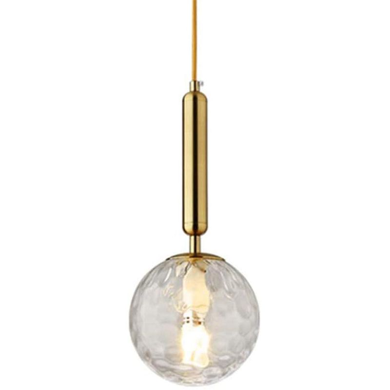 HOME NEAT - Lámpara colgante de bola ondulada cristal nórdico luz techo e14 oro.