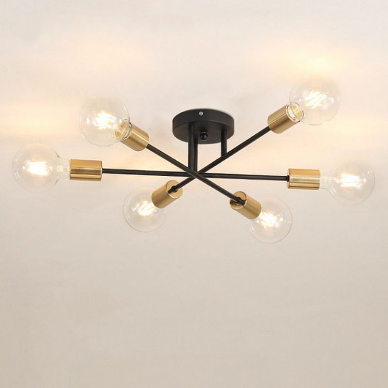 HOME NEAT - Lámpara de techo vintage bombillas E27 no incluidas negro oro - 72cm