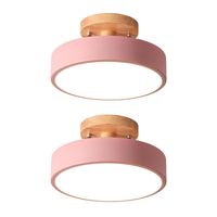 2 Unidades Lámpara de techo LED de 18cm con base de madera - Rosa