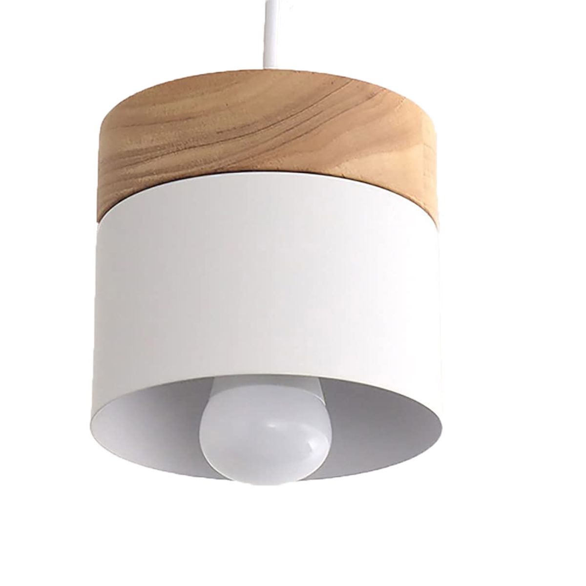 HOME NEAT - Lámpara Nórdica Colgante Techo de Hierro y Madera - Blanco