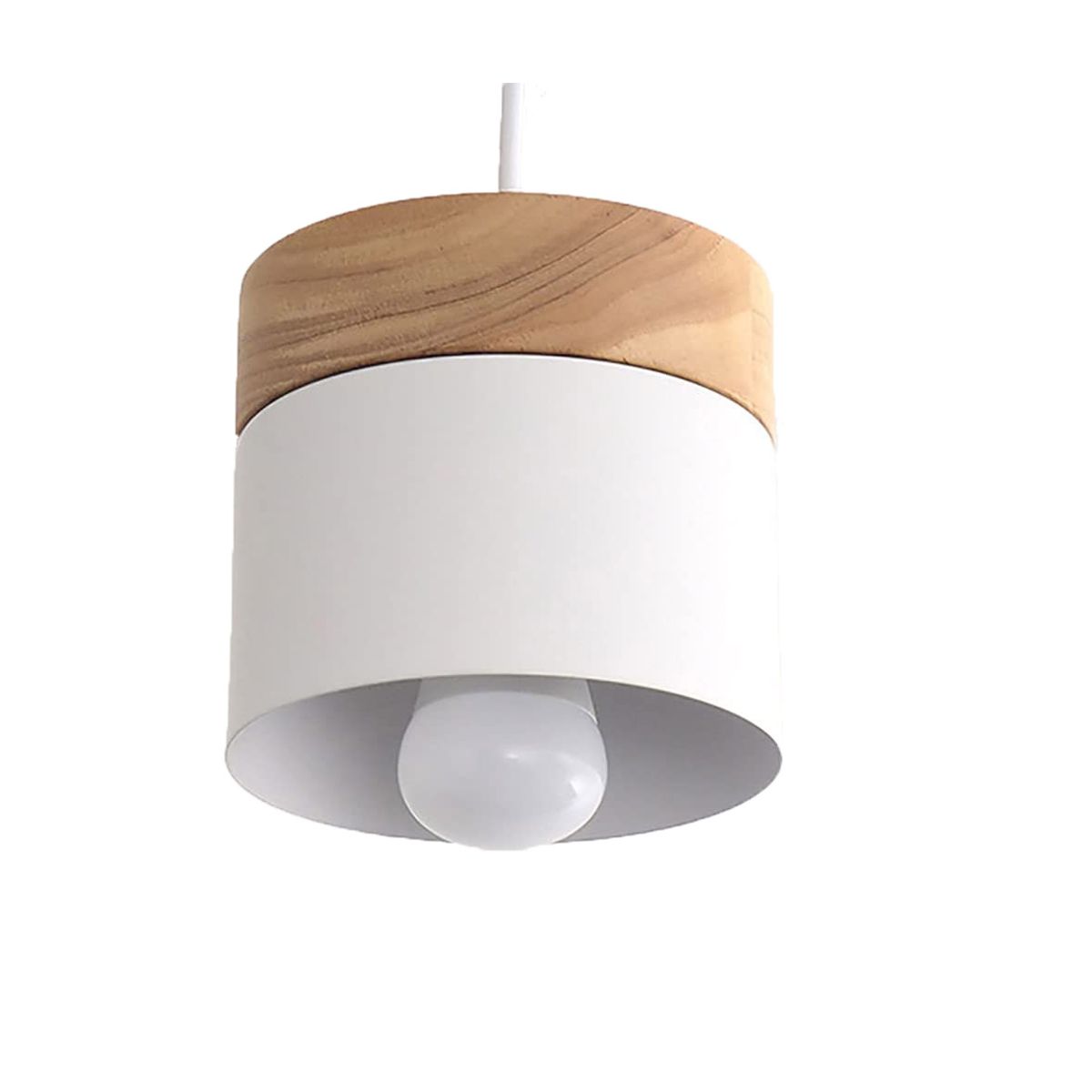 HOME NEAT - Lámpara Nórdica Colgante Techo de Hierro y Madera - Blanco