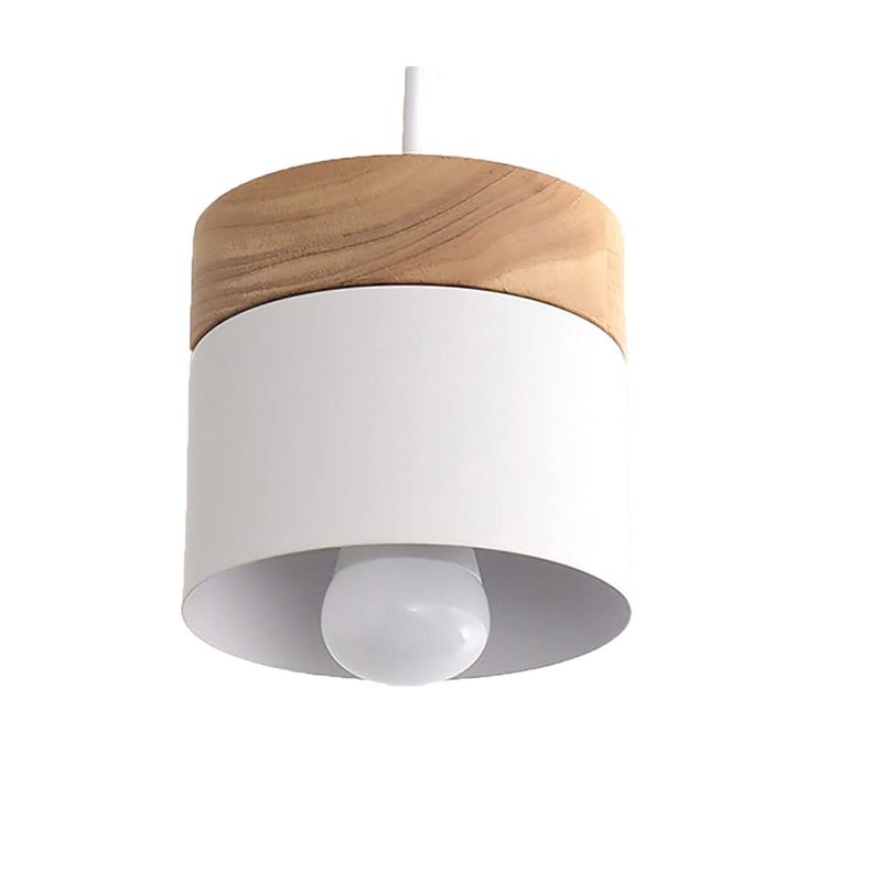 HOME NEAT - Lámpara Nórdica Colgante Techo de Hierro y Madera - Blanco
