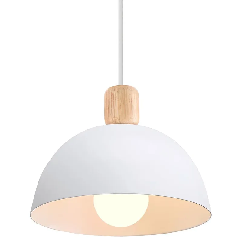 HOME NEAT - Lámpara Colgante en Hierro y Madera Moderna 20CM - Blanco…