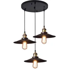 HOME NEAT - Lámpara de techo industrial vintage 3 luces e27 negro ø22cm*9.5cm