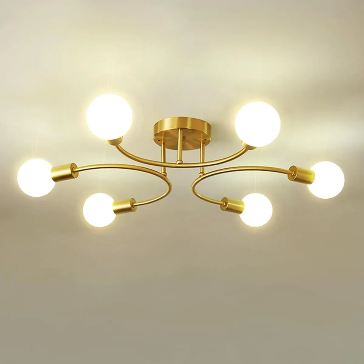 HOME NEAT - Lámpara de techo moderna metálica de 6 focos - Cobre