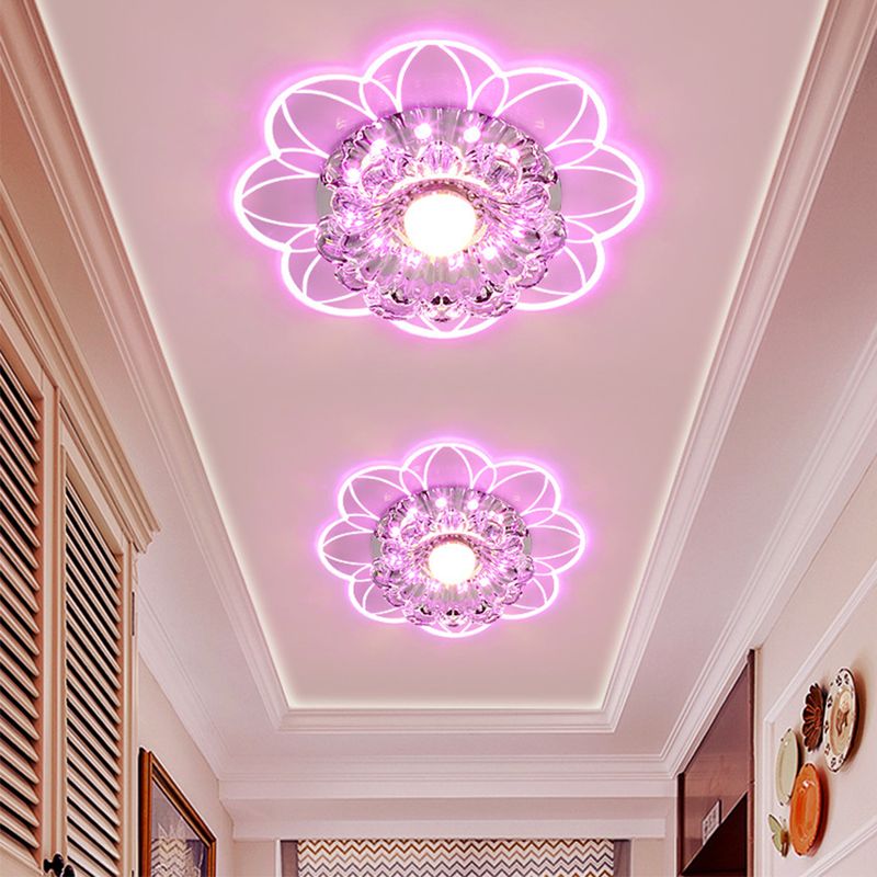 HOME NEAT - Lámparas de Techo LED de Cristal Moderno Forma de Flor - Rosa
