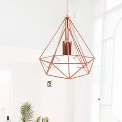 HOME NEAT - Lámpara colgante jaula ajustable de diamante diseño ø25cm rosa