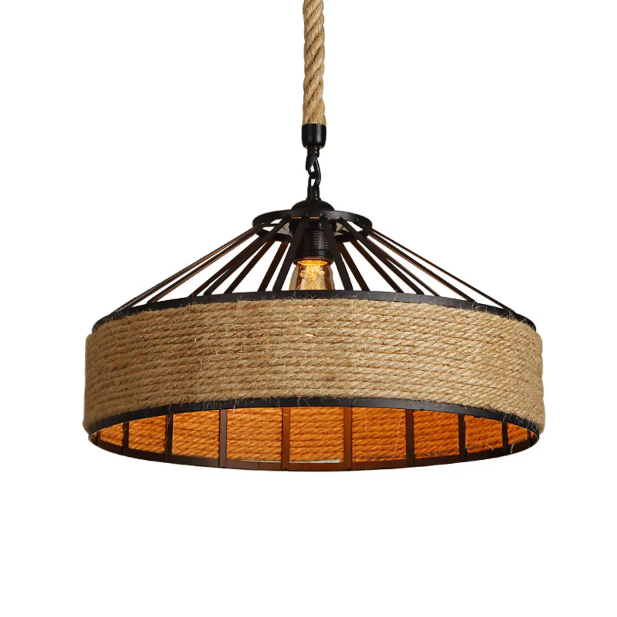 HOME NEAT - Lampara Colgante de Techo Vintage Cuerda de Cáñamo 30cm E27