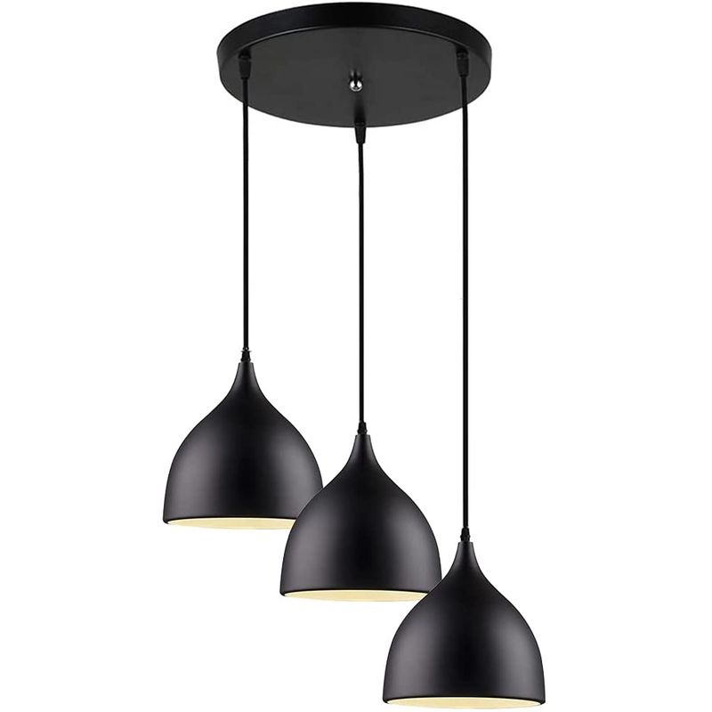 HOME NEAT - Lámpara colgante de techo nórdica moderna 3 Luces ø17cm - Negro