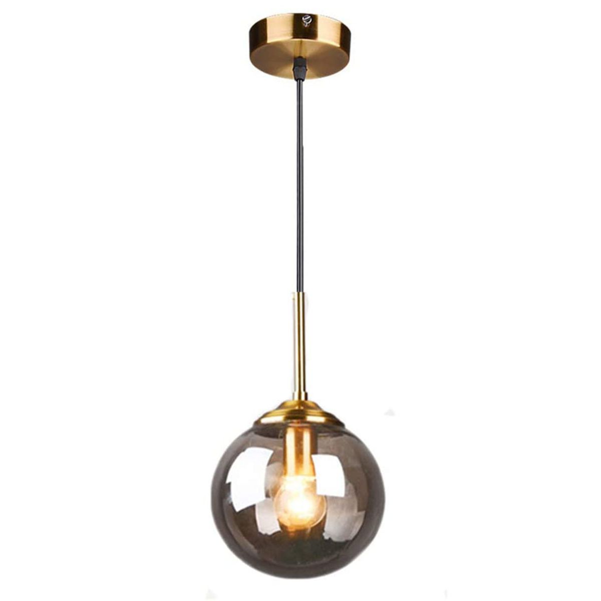 HOME NEAT - Lámpara colgante techo vintage industrial globo de cristal E27 gris