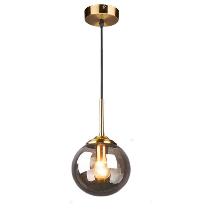 HOME NEAT - Lámpara colgante techo vintage industrial globo de cristal E27 gris.