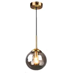 HOME NEAT - Lámpara colgante techo vintage industrial globo de cristal E27 gris.