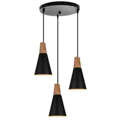 HOME NEAT - Lámpara de techo colgante nórdica madera aluminio 3 luces e27