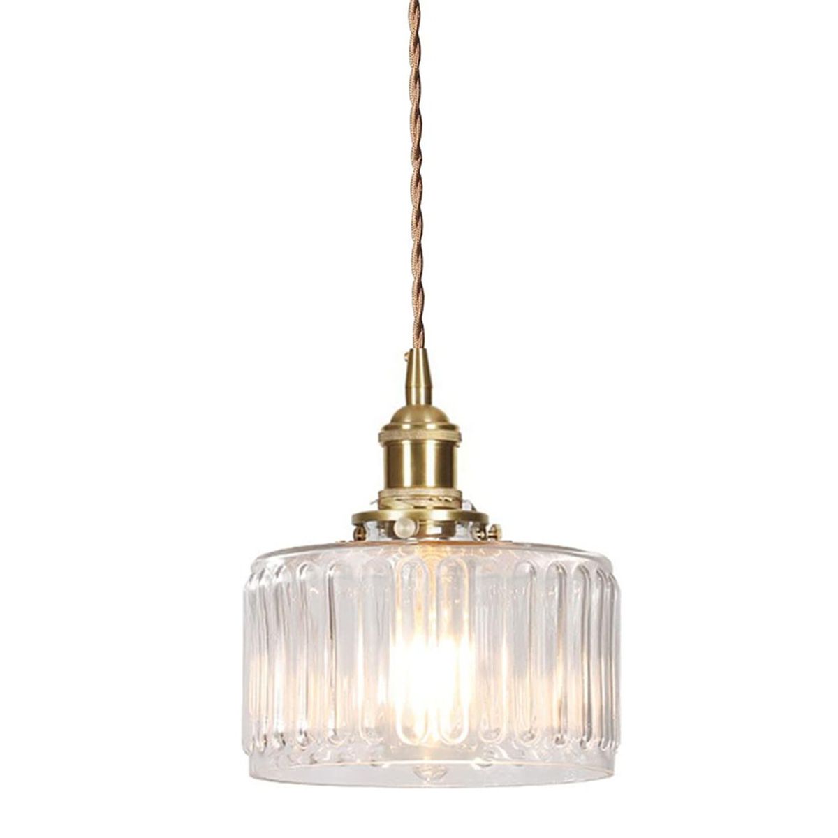 HOME NEAT - Lámpara Colgante Con Pantalla De Cristal A Rayas Ø17cm - Claro