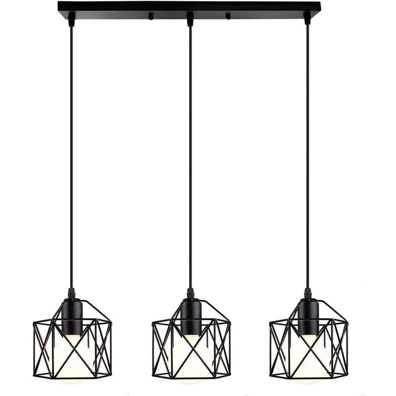 HOME NEAT - Lámpara de techo industrial vintage 3 luces E27 Negro.