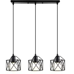 HOME NEAT - Lámpara de techo industrial vintage 3 luces E27 Negro.