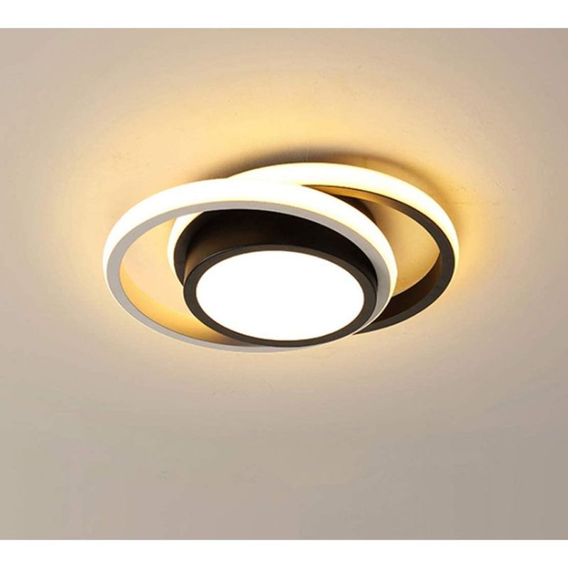 HOME NEAT - Lámpara de techo LED acrílica moderna doble redondela - Blanco y Negro