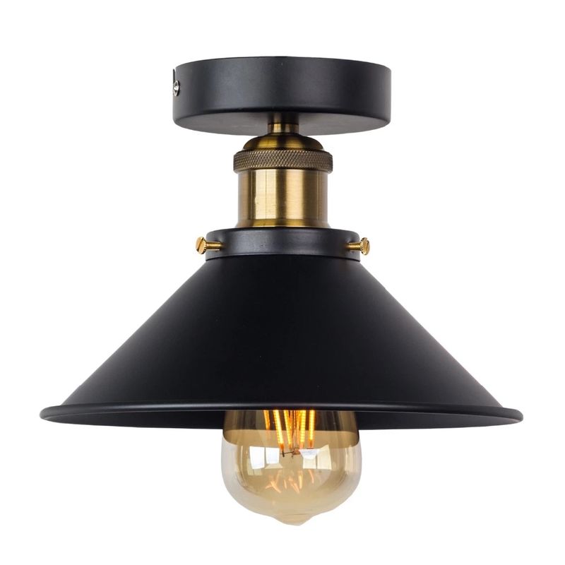 HOME NEAT - Lámpara de Techo Vintage Metal de 22cm E27 para Pasillo -Negro