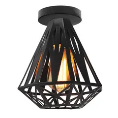 HOME NEAT - Lámpara de techo con jaula hierro lámpara colgante E27 ø20cm Negro