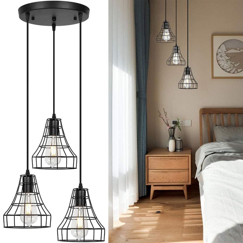 HOME NEAT - Lámpara colgante de techo Industrial 3 Luces E27