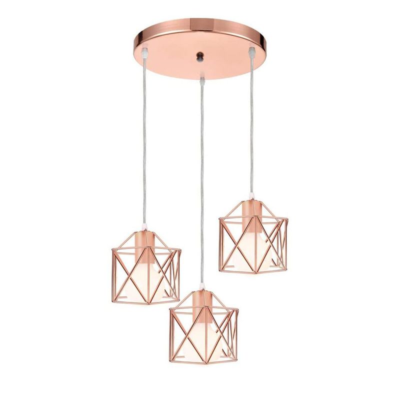 HOME NEAT - Lámpara de techo industrial vintage 3 luces E27 Rosa.