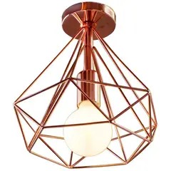 HOME NEAT - Lámpara de techo industrial retro ø25cm en forma de diamante oro rosa