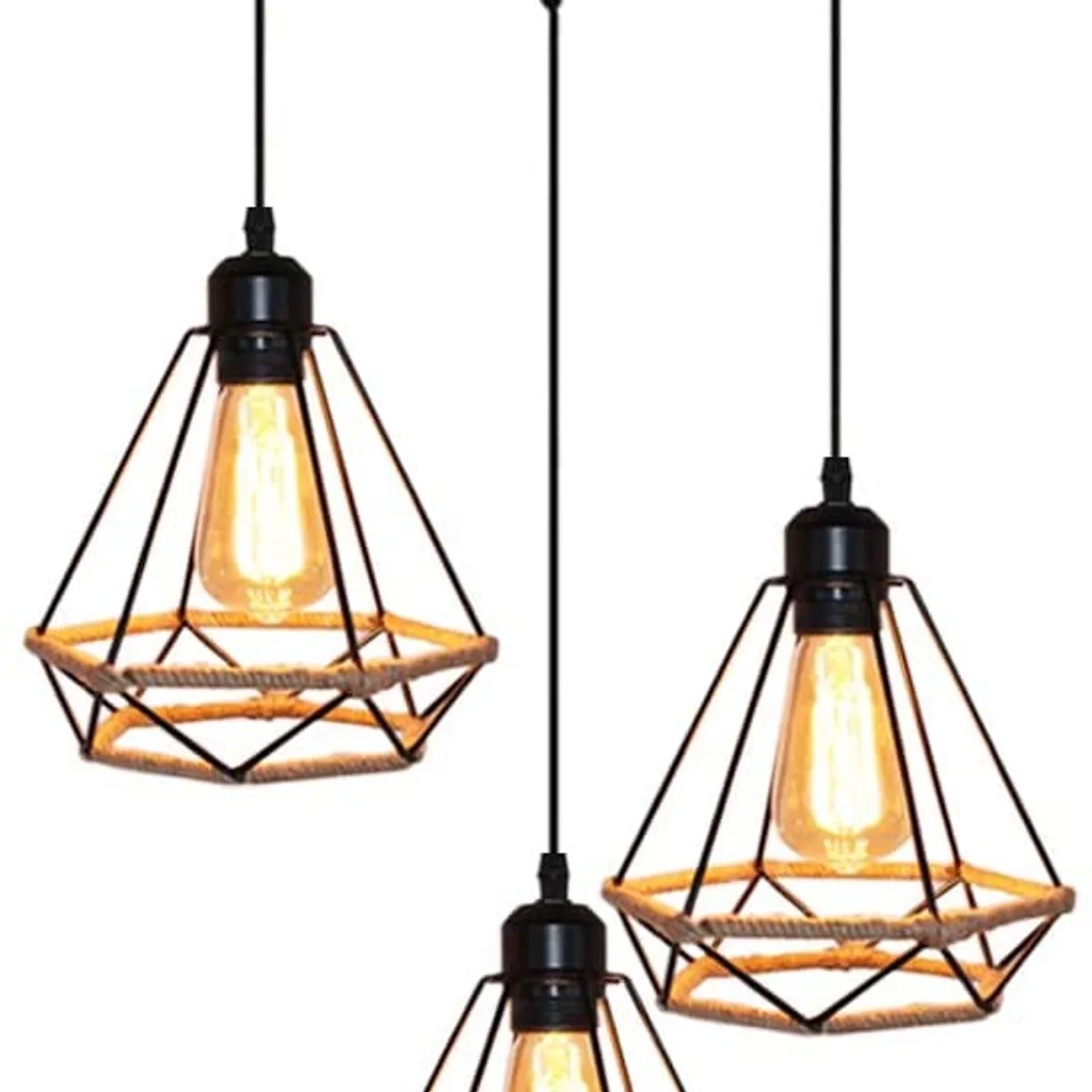 HOME NEAT - Lámpara colgante vintage redondo 3 cabezas e27 lámpara de techo