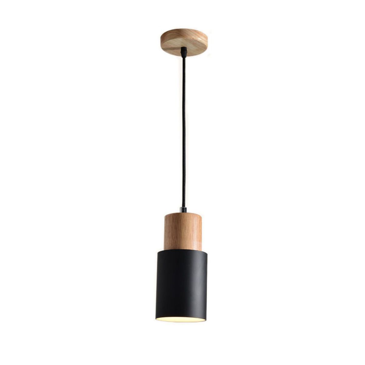HOME NEAT - Lámpara colgante modernohierro y madera Nórdica e27 Negro