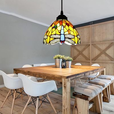 Imagen 2 del producto Lámpara de techo de cristal Tiffany de libélula ø20cm - Amarillo