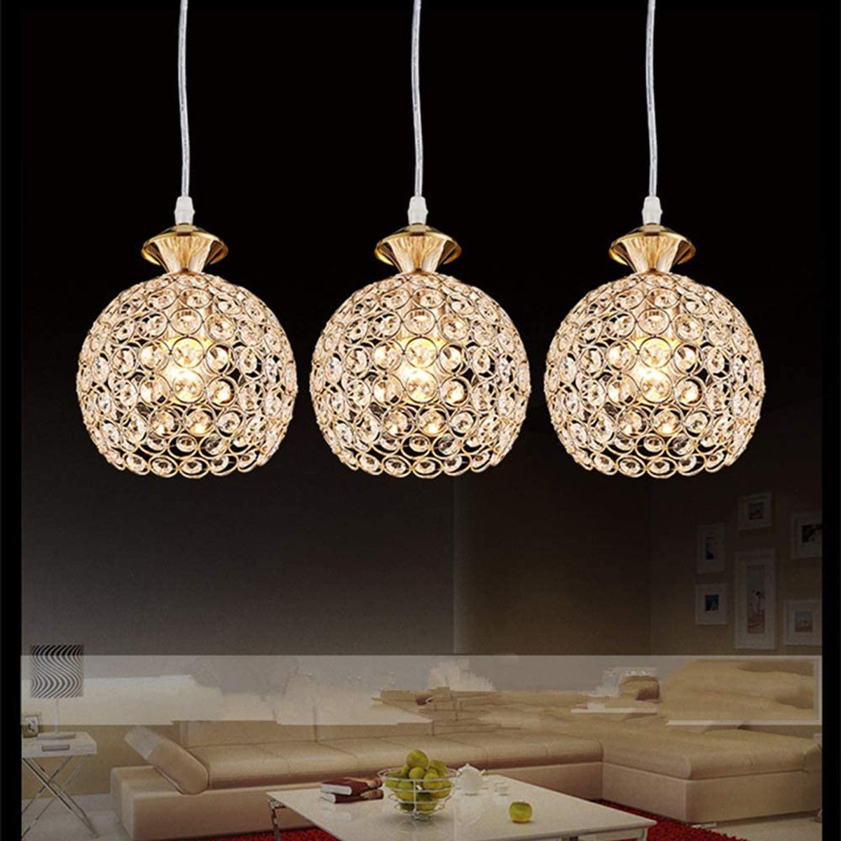 HOME NEAT - Lámpara colgante de cristal led lámpara de techo ø14cm oro