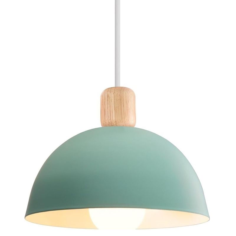 HOME NEAT - Lámpara colgante de metal madera moderna nórdica E27 ø20cm verde…