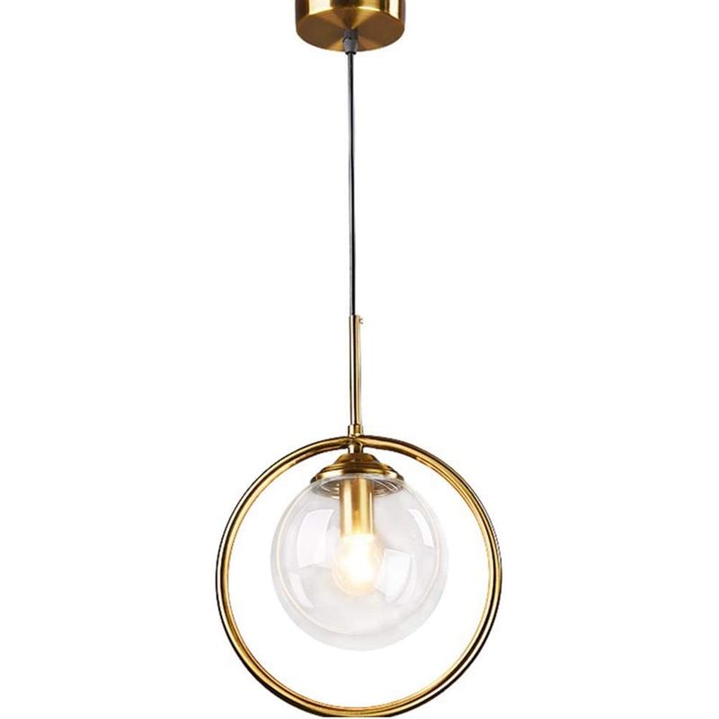 HOME NEAT - Lámpara colgante techo vintage con pantalla de bola vidrio e27 claro