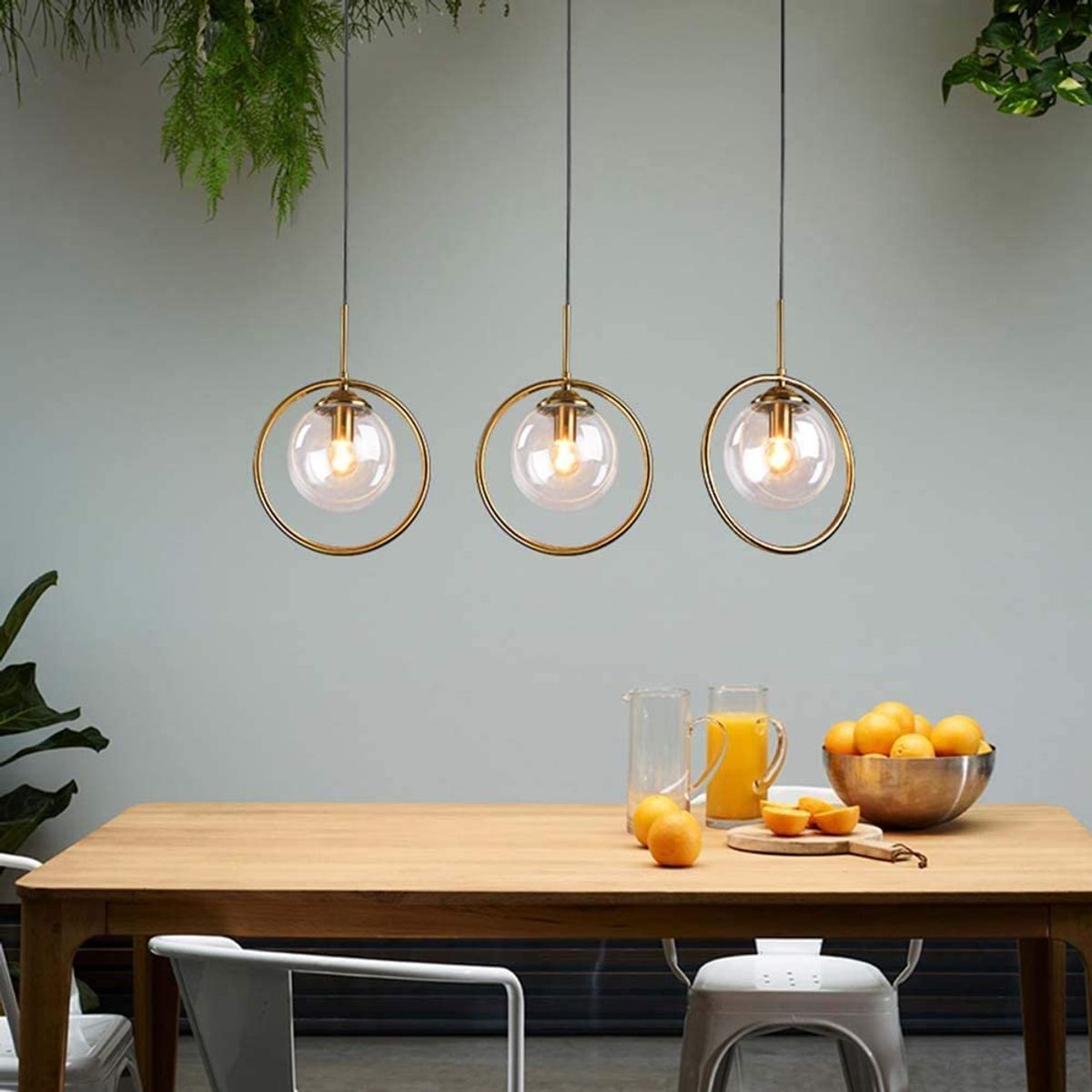 HOME NEAT - Lámpara colgante techo vintage con pantalla de bola vidrio e27 claro