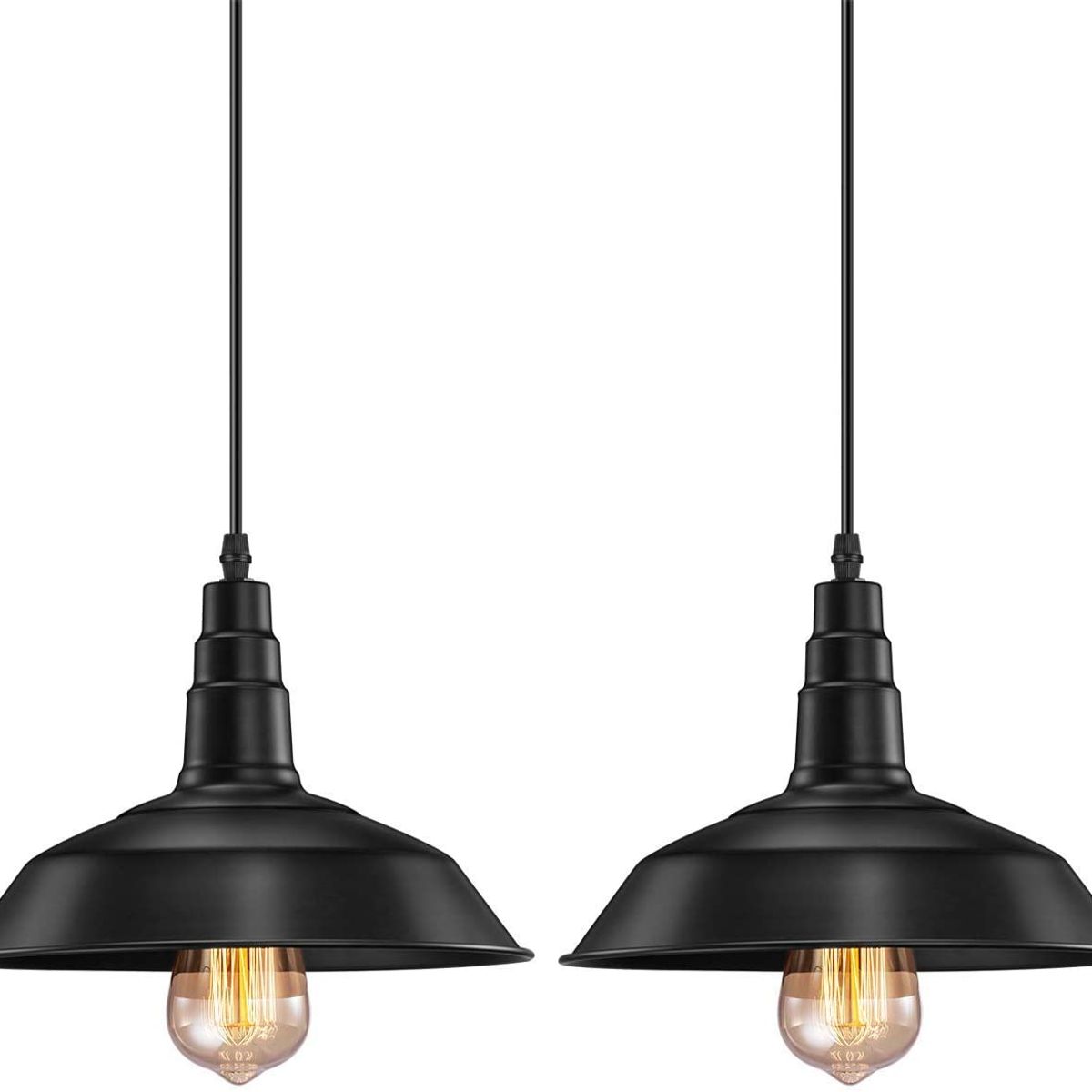 HOME NEAT - 2 Unidades lámpara colgantes vintage e27 ø26cm negro.