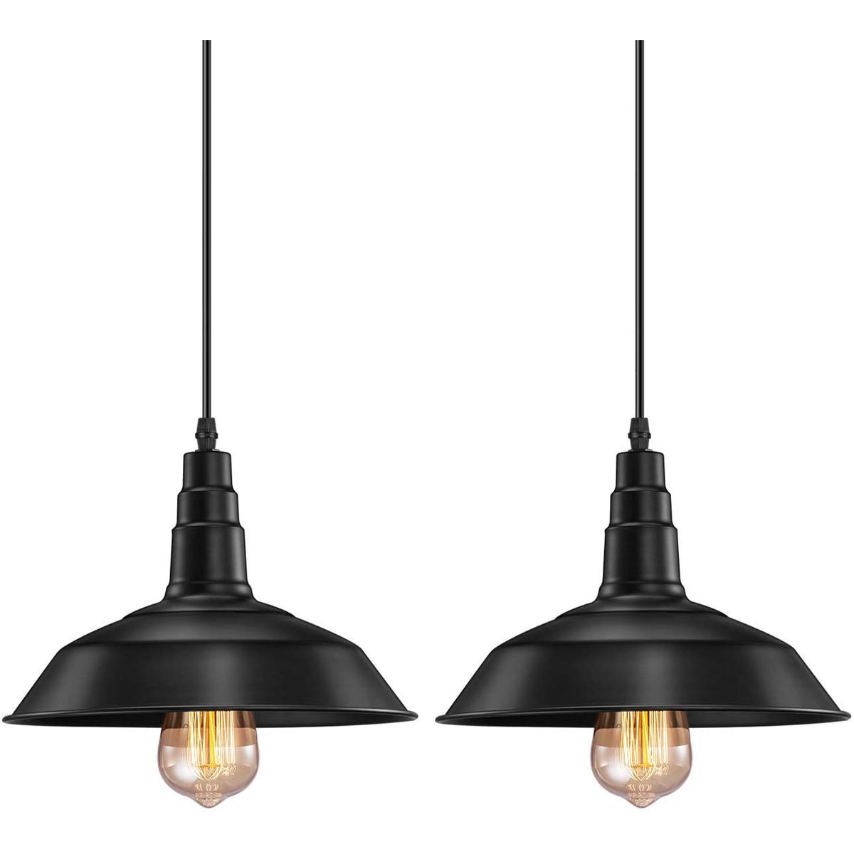 HOME NEAT - 2 Unidades lámpara colgantes vintage e27 ø26cm negro.