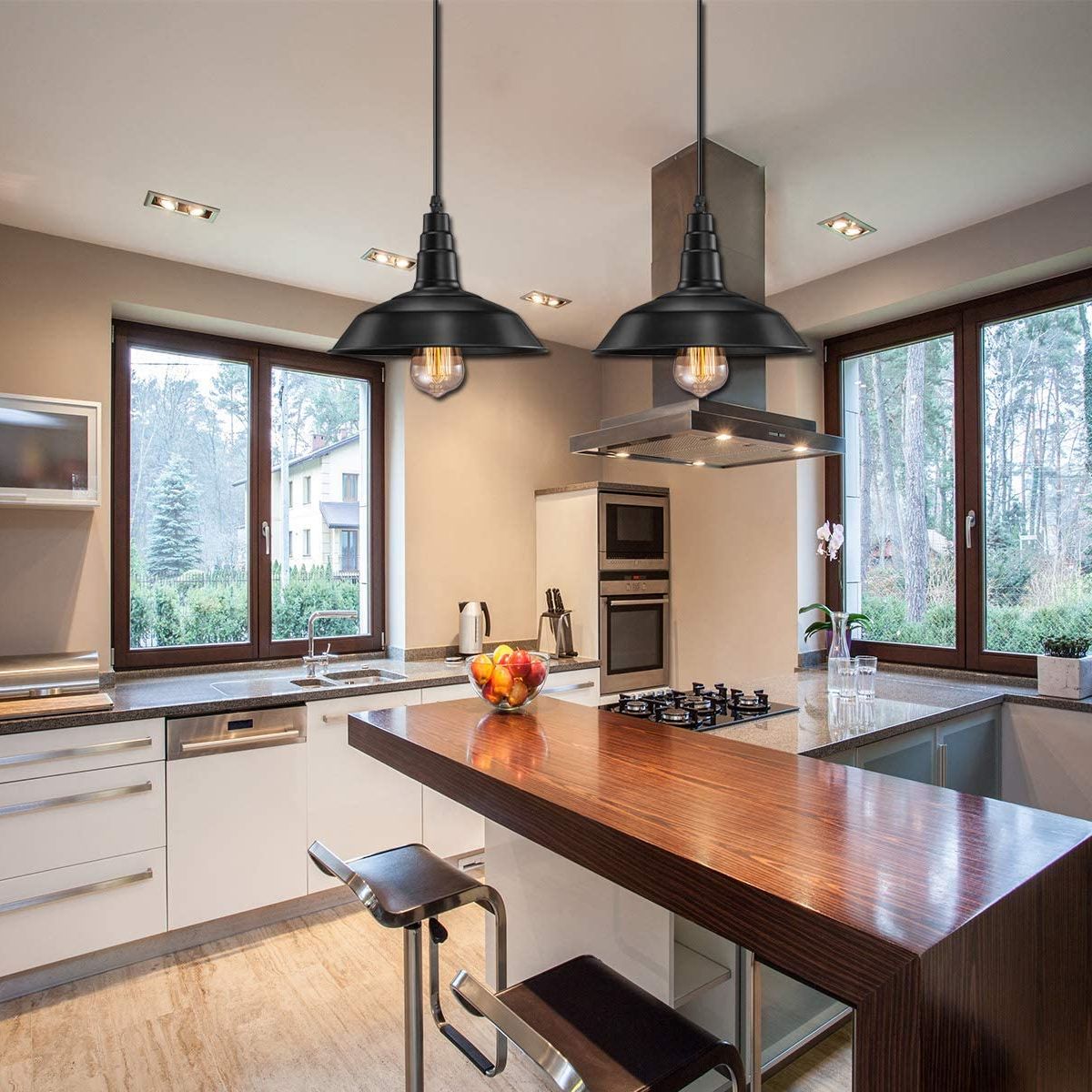 HOME NEAT - 2 Unidades lámpara colgantes vintage e27 ø26cm negro.