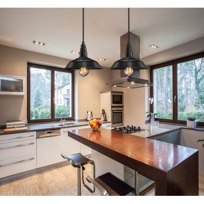 Imagen 2 del producto 2 Unidades lámpara colgantes vintage e27 ø26cm negro.