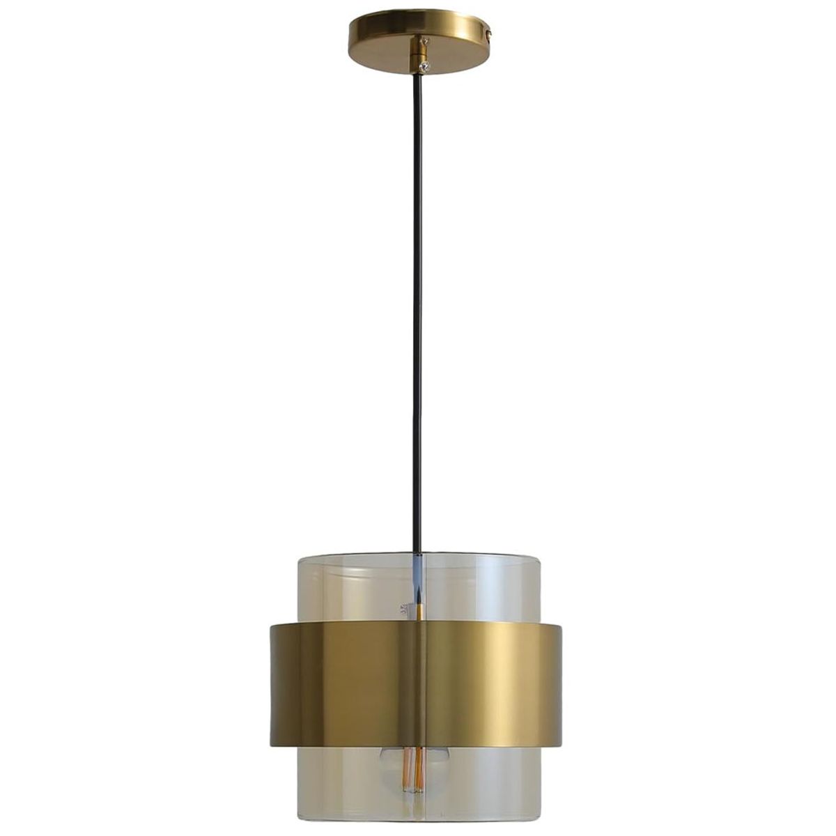 HOME NEAT - Lámpara colgante de vidrio 18cm moderna E27 - Ámbar