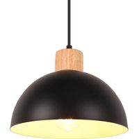 Lámpara colgante en Hierro y Madera Moderna E27 25CM - Negro