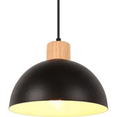 HOME NEAT - Lámpara colgante en Hierro y Madera Moderna E27 25CM - Negro
