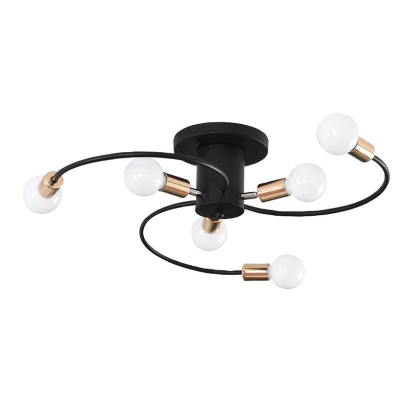 HOME NEAT - Lámpara de techo moderna 6 brazos E27 luces Negro-Oro..