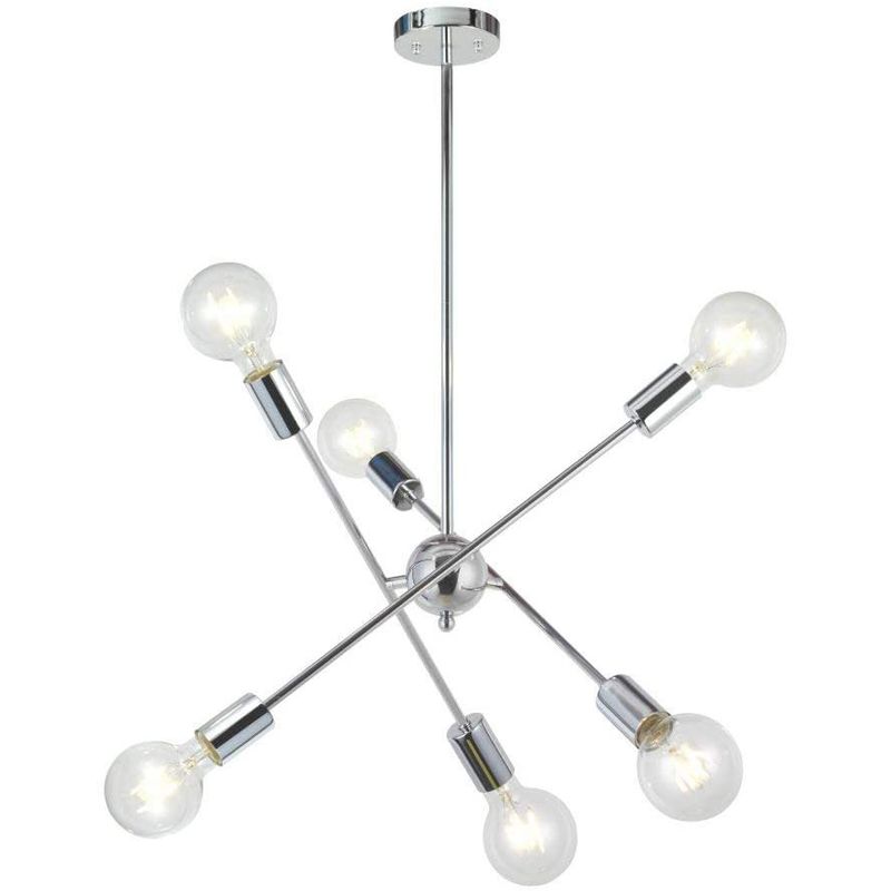 HOME NEAT - Lámparas de araña lujo iluminación colgante con 6 e27 plata