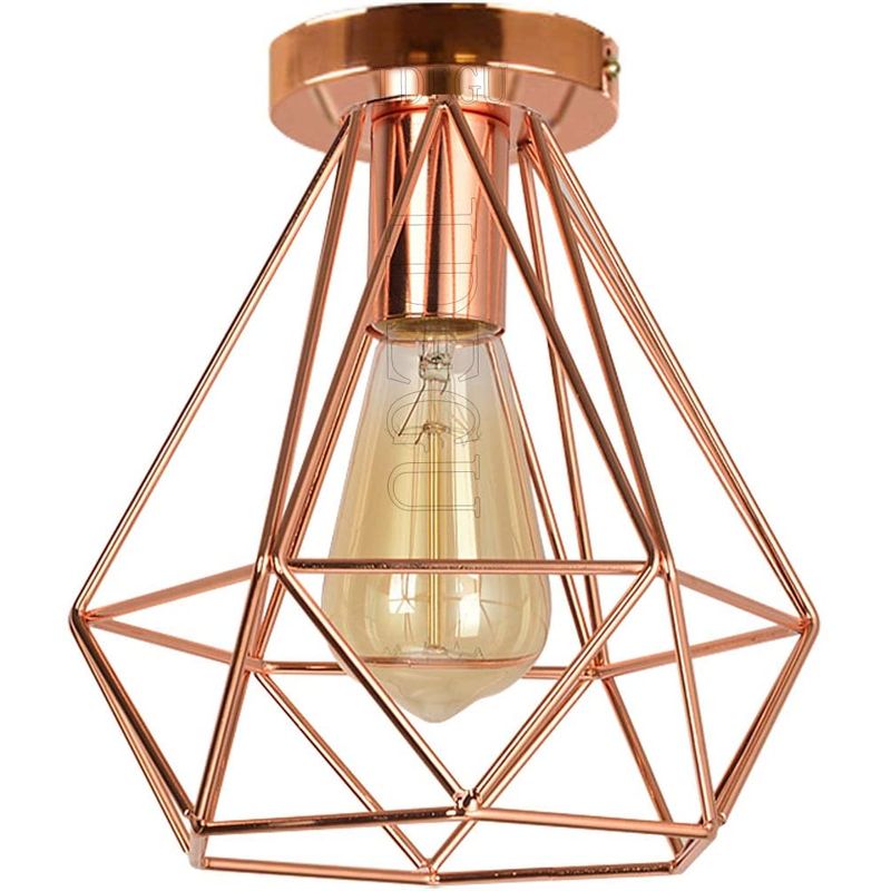 HOME NEAT - Retro industrial lámpara de techo de interior metal oro rosa